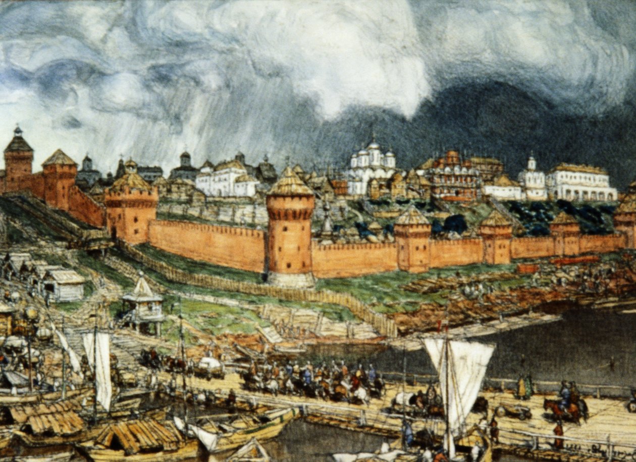 Moskva Kreml under Ivan Llis regeringstid (Ivan den Store) i det 16. århundrede af Apolinary Vasnetsov (1921). af Unbekannter Künstler