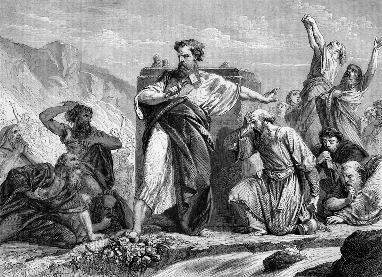 Moses ødelægger guldkalven - Bibelen af Unbekannter Künstler
