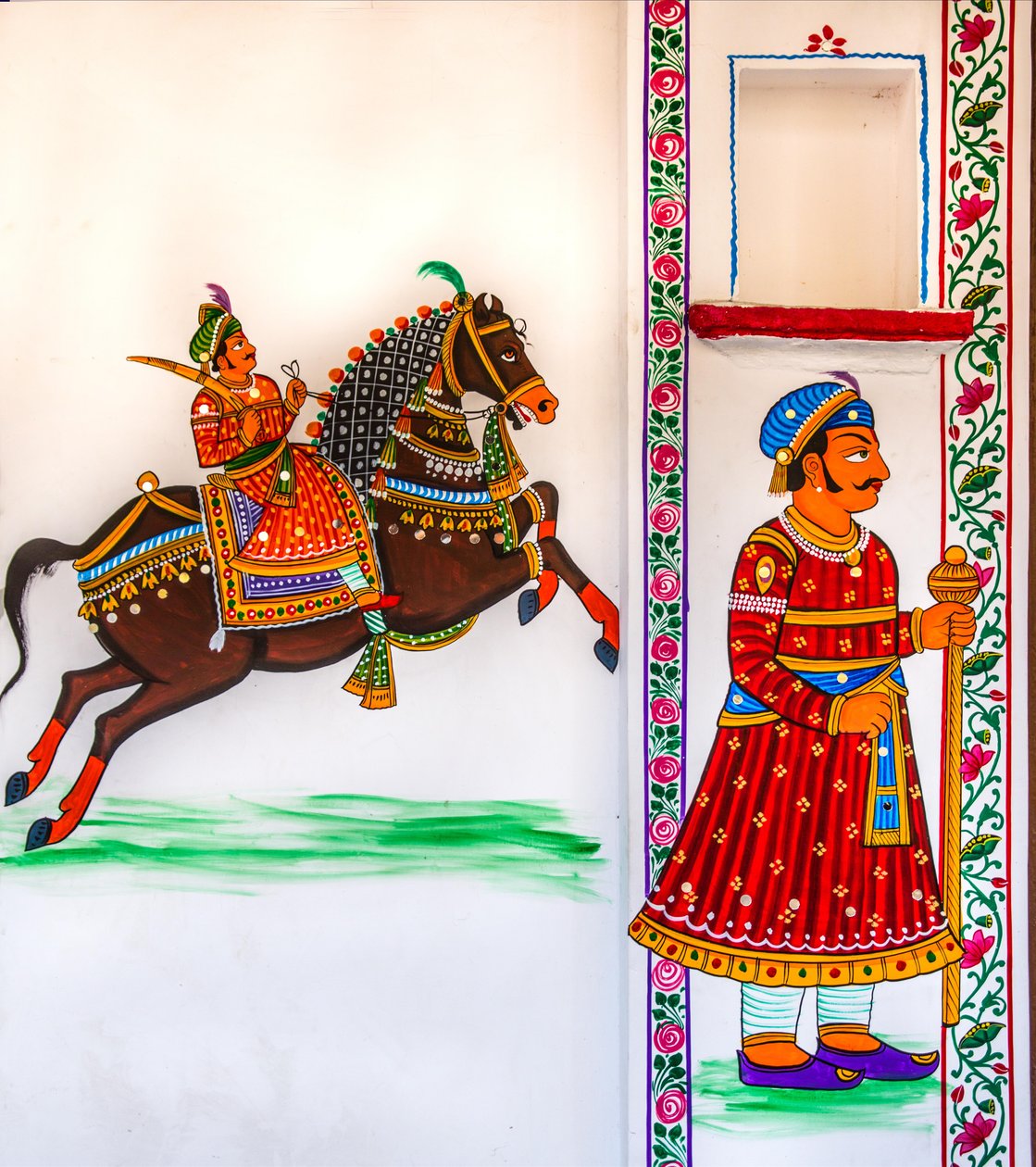 Vægmaleri i den gamle bydel, Udaipur, Udaipur, Rajasthan, Indien, Asien (foto) af Unbekannter Künstler