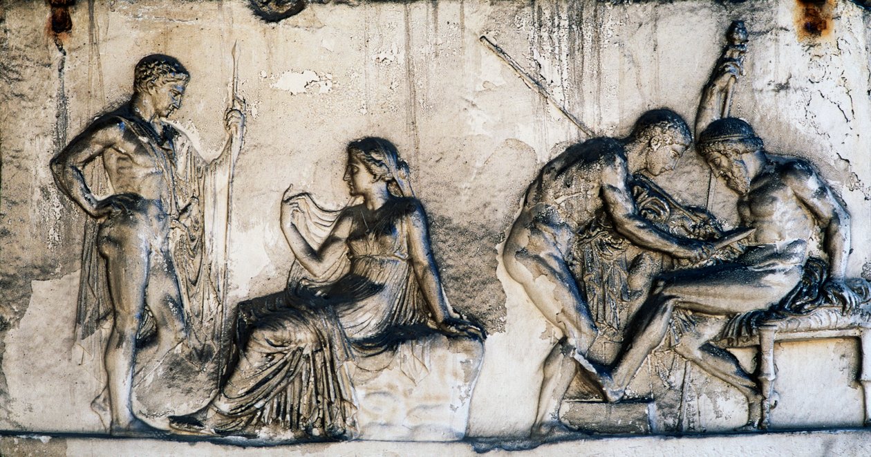 Myth of Telephus, House of Relief of Telephus, Herculaneum, Campania, Italien, romersk civilisation af Benjamin Baud