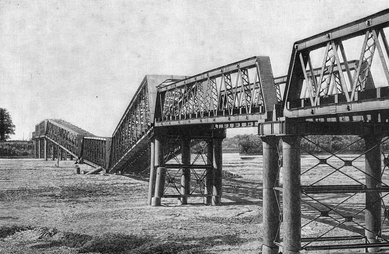 Nagara Gawa Railway Bridge efter jordskælvet i Japan den 23. oktober af Unbekannt