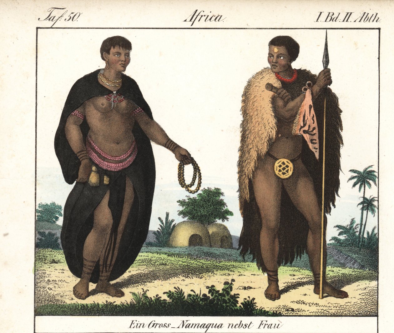 Nama-par (Sydafrika). Litografi til bogen: "Galerie complete en tableaux fideles des peuples d