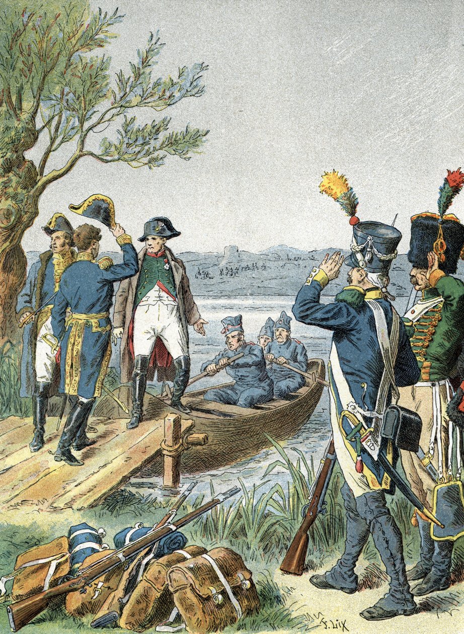 Napoleon I på Lobau-øen med André Massena (1809) af Unbekannter Künstler