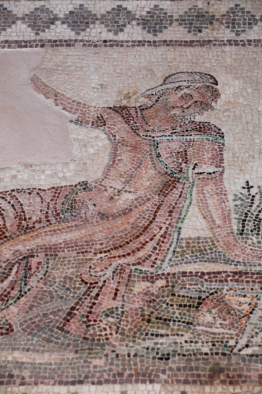 Narcissus ser på sit spejlbillede i en pøl af vand - Paphos mosaikker, House of Dionysos - Slutningen af det 2. århundrede e.Kr. - Cypern - Kontemplation af Narcissus over et bassin - Mosaikker af Paphos, House of Dionysos - End of II sciecle ap JC - UNESC af William M. Timlin