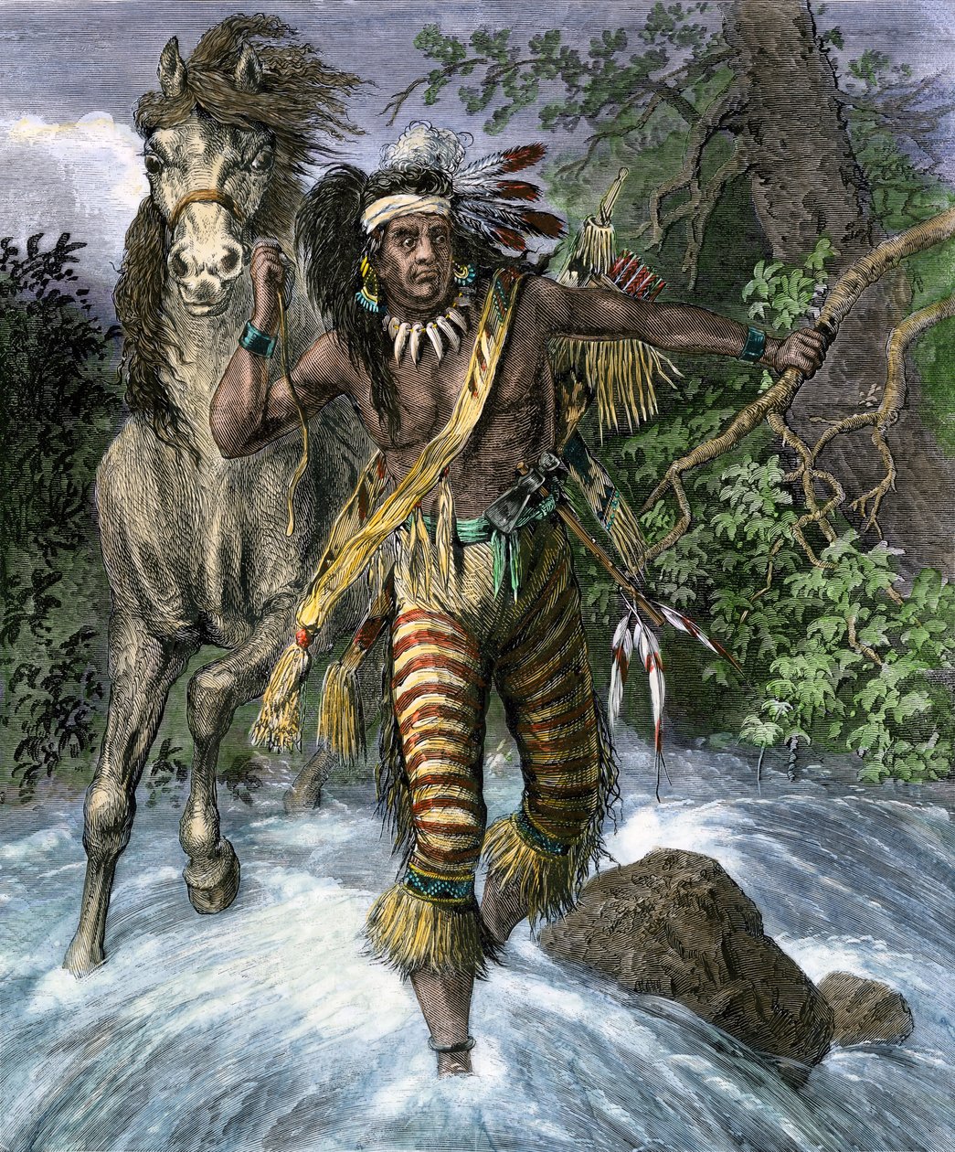 Amerikas oprindelige befolkning: Indianere. Sitting Bull eller det indianske navn Thathanka Iyothanka eller Tatanka Yotanka eller Tatanka Iyotake ("Sitting Taurus" eller "Rest Taurus" af Unbekannter Künstler