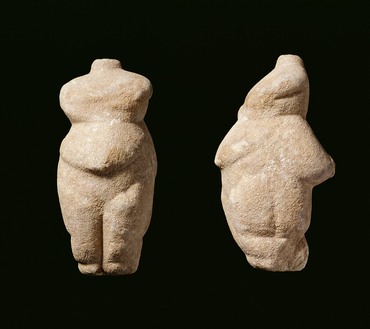 Neolithic Steopagus Lady, set forfra og fra siden, Avaritsa (Meliteia) i Thessalien, Grækenland, 6000-5200 f.Kr. (marmor) af Unbekannt