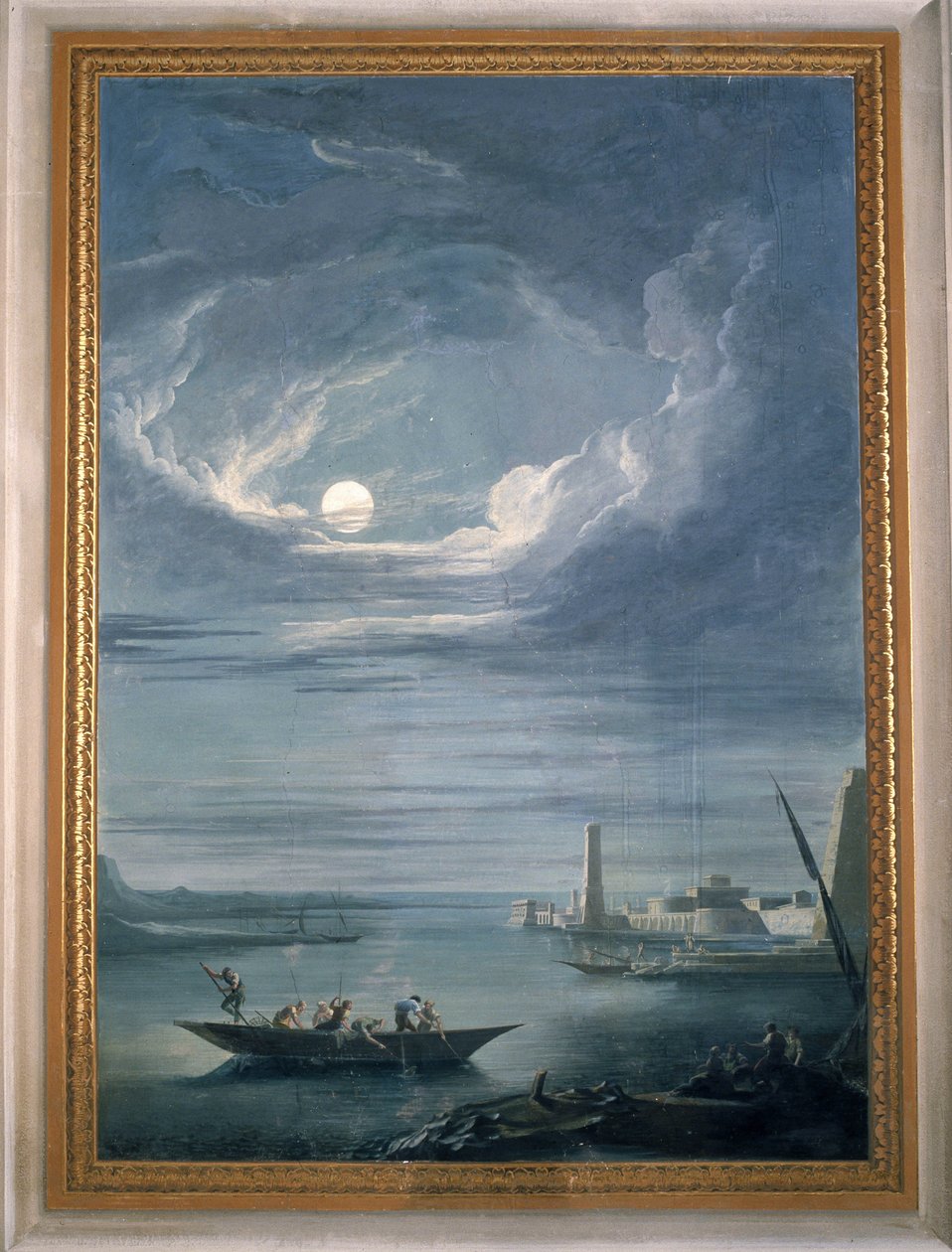 Nattescene med fiskerne. Fresko af Sala del Consiglio (Rådssalen) af Unbekannter Künstler