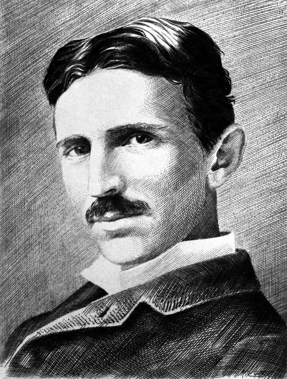 Nikola Tesla, kroatisk-født serbisk ingeniør, fysiker og opfinder, c 1885 af Unbekannter Künstler