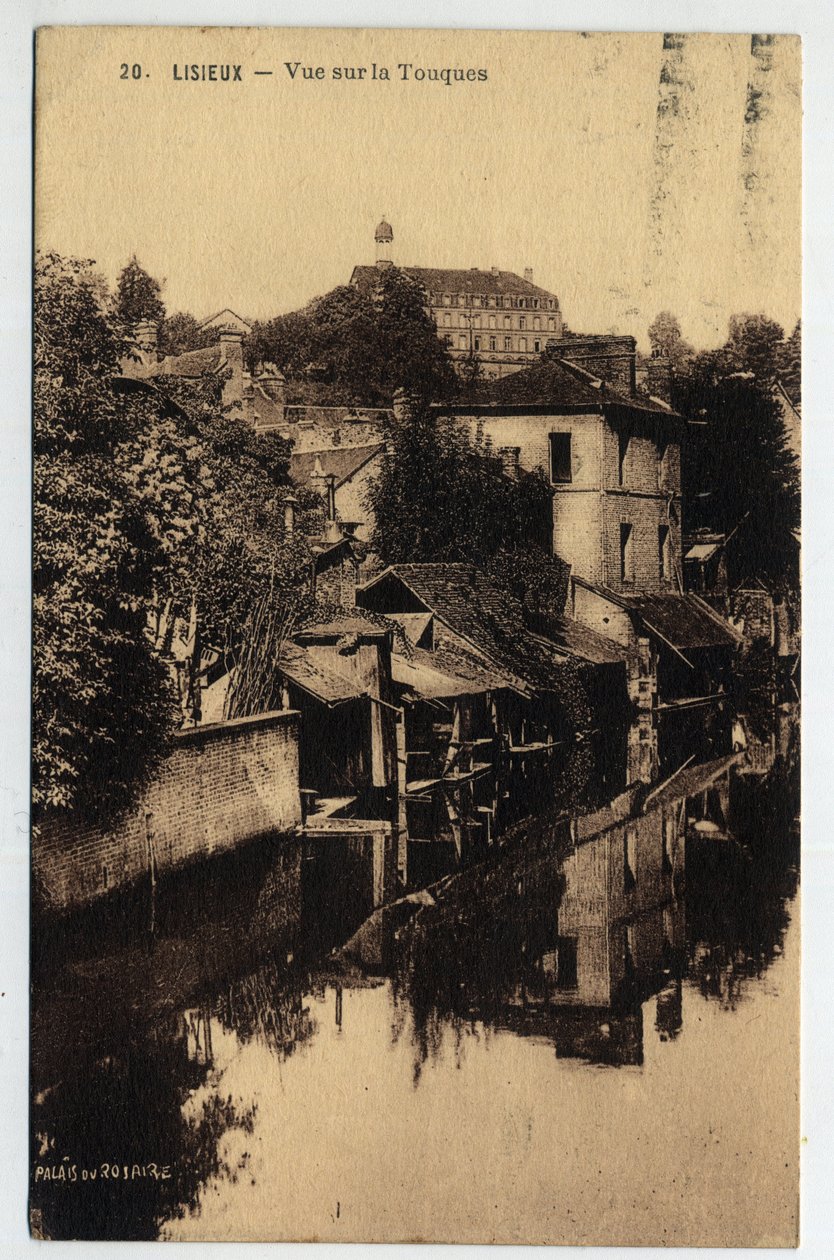 Normandiet, Calvados (14), Lisieux: huse på kanten af Touques - Postkort dateret 1934 af William M. Timlin