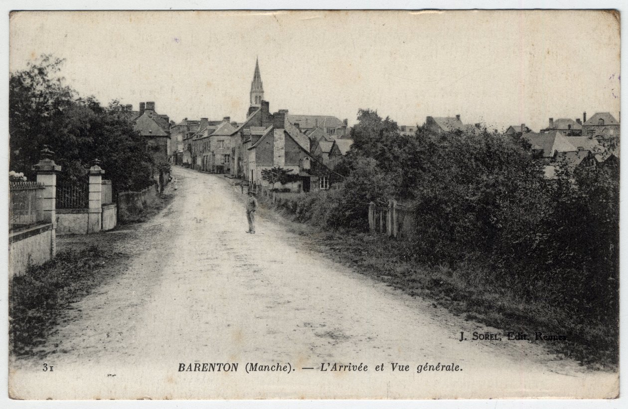 Normandiet, Manche (50): udsigt over byen Barenton - Postkort dateret 1910 af Unbekannt