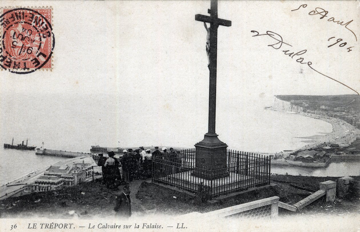 Normandiet, Seine Maritime (76), Treport: Golgata på klippen - Postkort dateret 1904 af Unbekannt