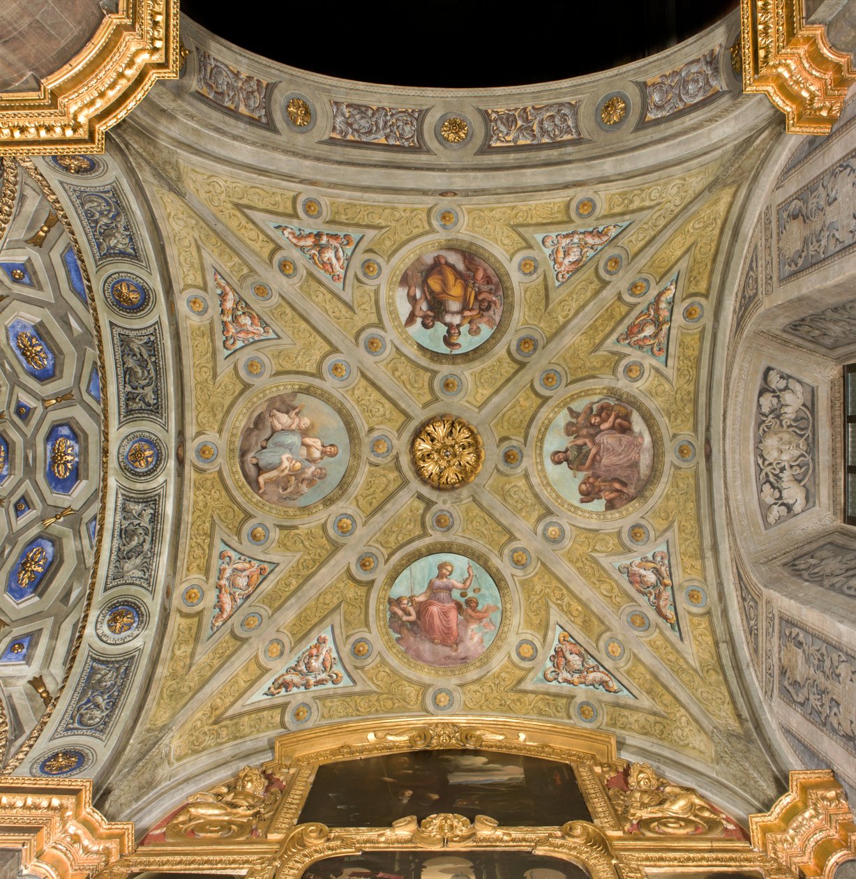 Nordkorsarm første vestspænd, Vault et krydstogt, katedralen Santa Maria Assunta, Duomo, Cremona, Lombardiet, Italien (foto) af Unbekannt