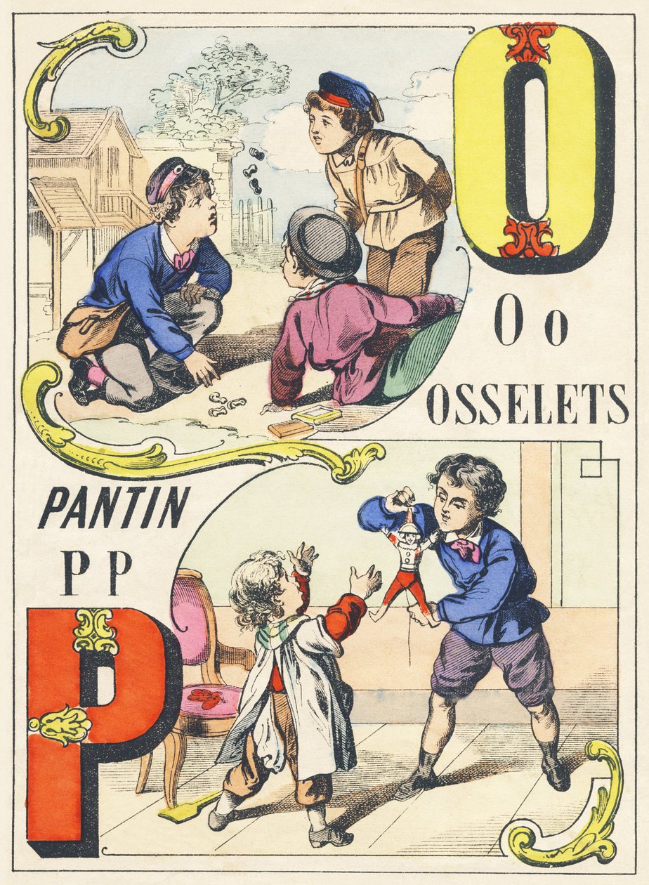 O P: ossicles, marionet - Spilalfabet, ca. 1890 (illustration) af Unbekannt