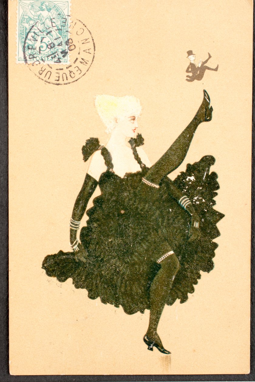 Gammelt postkort/fransk Cancan/Woman of the Belle Epoque af William M. Timlin