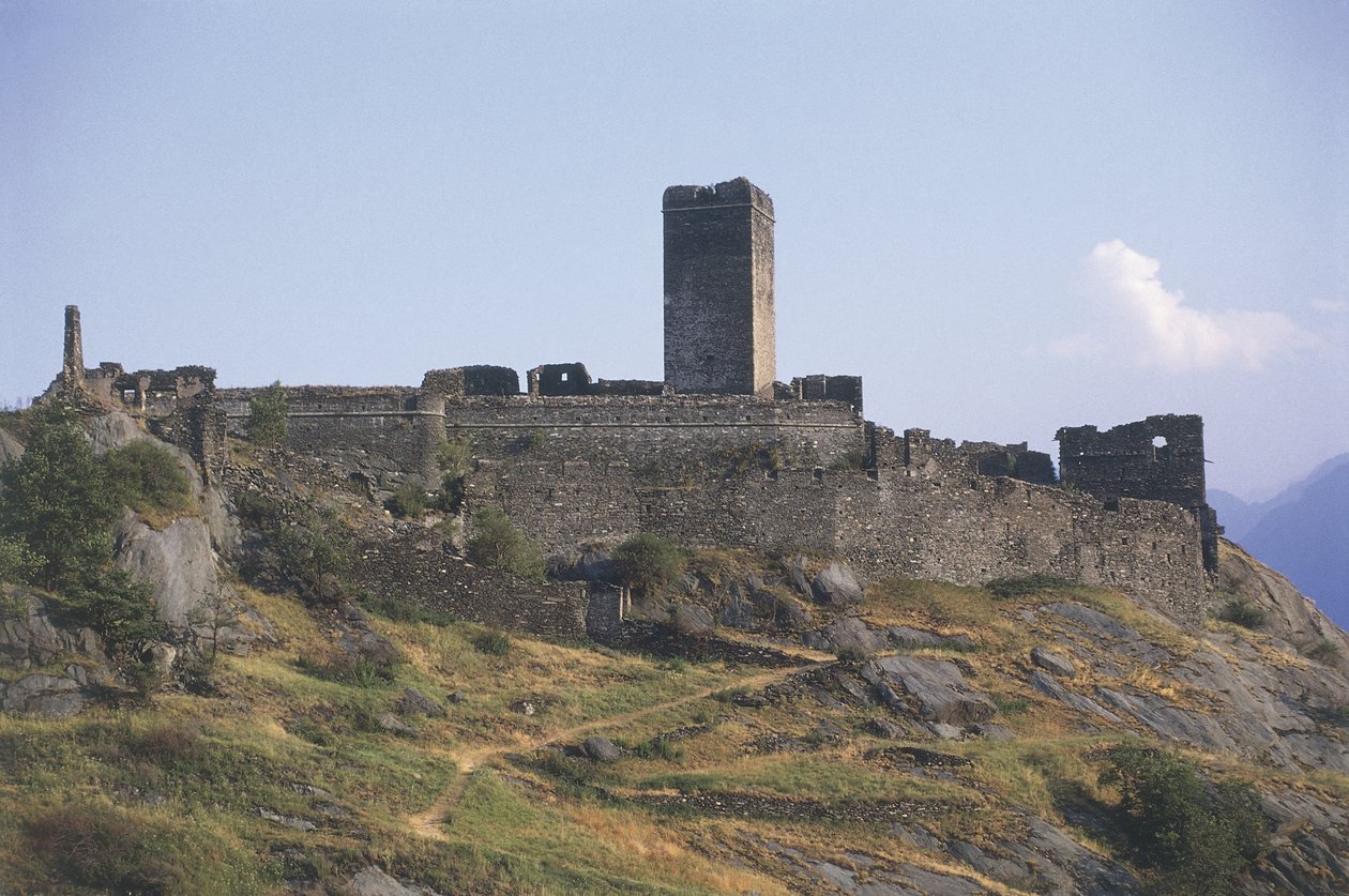 Gammel ruin af en bygning, Castello St. Germain, Montjovet, Valle D