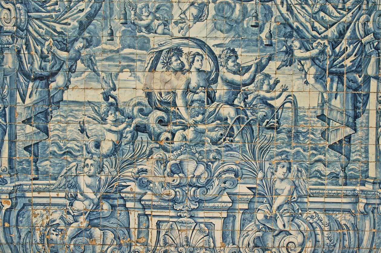 Porto, Se Catholic Cathedral (original. 12. århundrede), azulejos, håndmalede blå fliser af Unbekannter Künstler