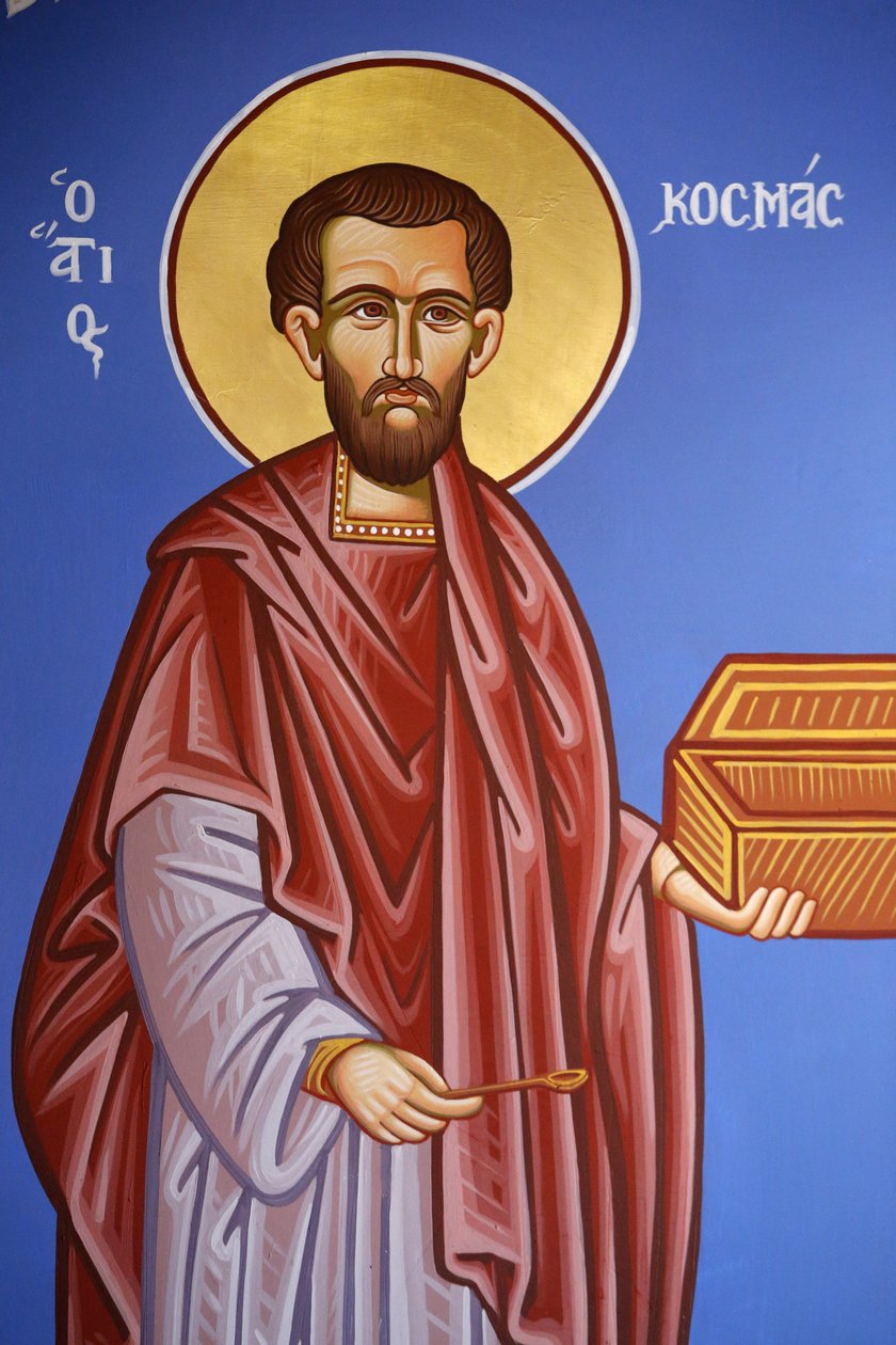 Ortodokse kirke i Pedoulas, Cypern. Saint Cosmas fresco, 20150510, Pedoulas, Cypern af Unbekannt
