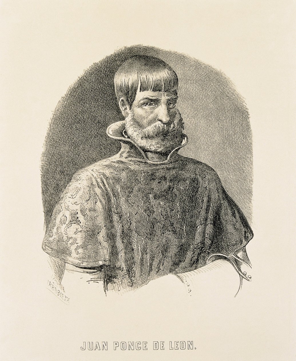 PONCE DE LEON, Juan (1460-1521). Spansk erobrer af Puerto Rico (1508) og opdager af Florida (1502) (stik) af Unbekannter Künstler