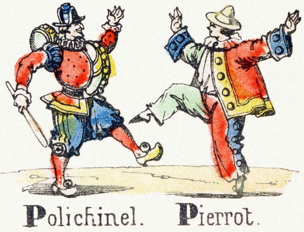 P - Polichinelle Pierrot - Child Entertainment Alphabet ca. 1890 (litografi) af Unbekannt