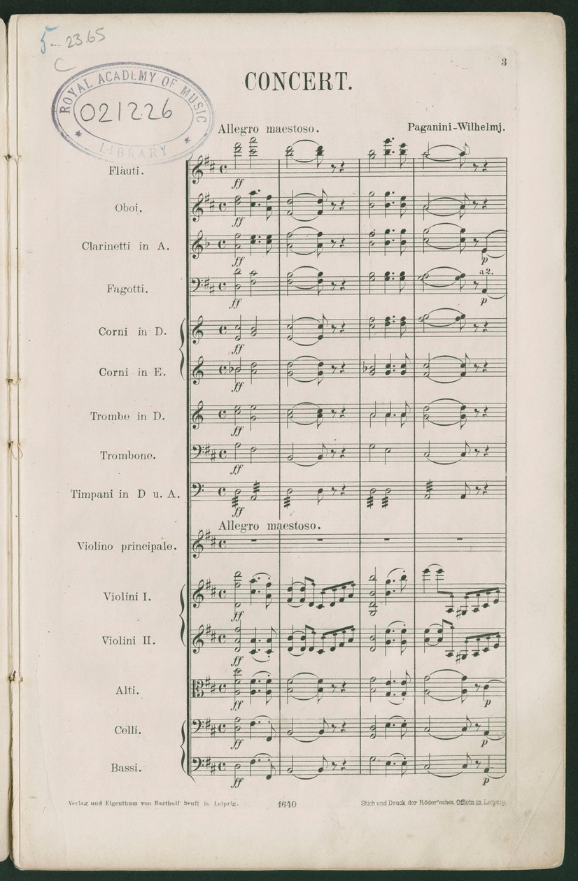 Paganini Violinkoncert nr. 1, op. 6 af Unbekannter Künstler