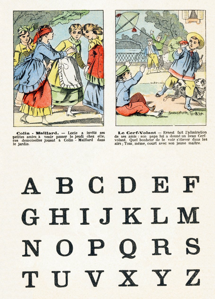 Side 1 - Børnespil: colin maillard, dragen - Alfabet - Børneunderholdning - Epinale billeder, populær serie, omkring 1890 af Unbekannt