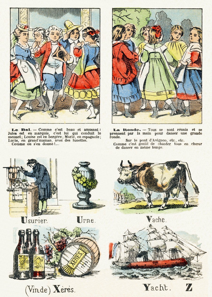 Side 8 - le bal kostume, la ronde - Child Entertainment Alphabet c.1890 (litografi) af Unbekannt