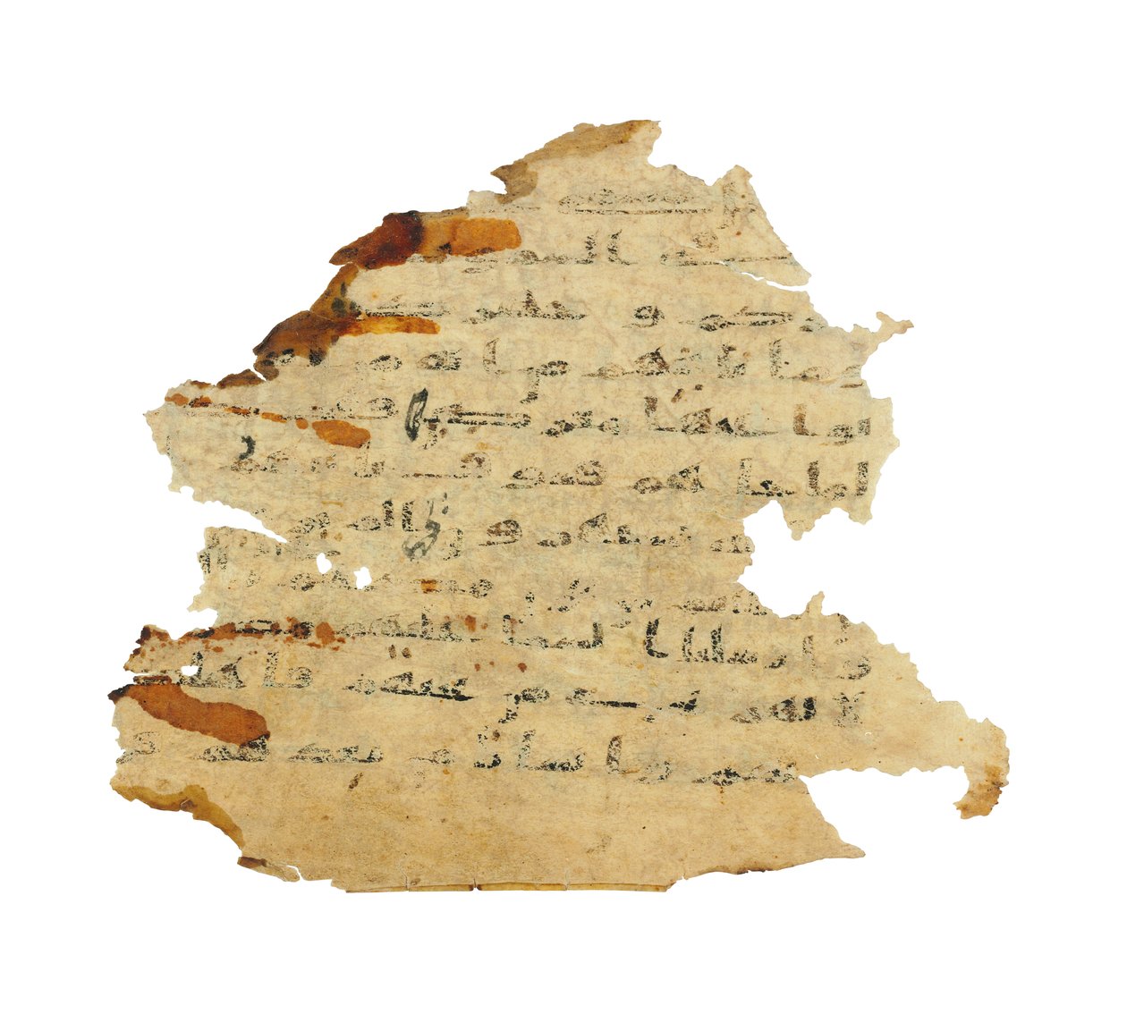 Side fra en uoptaget Koran-palimpsest kopieret på en tidligere koptisk bibel, sandsynligvis Egypten, ca. 8. århundrede (blæk på vellum) af Unbekannt