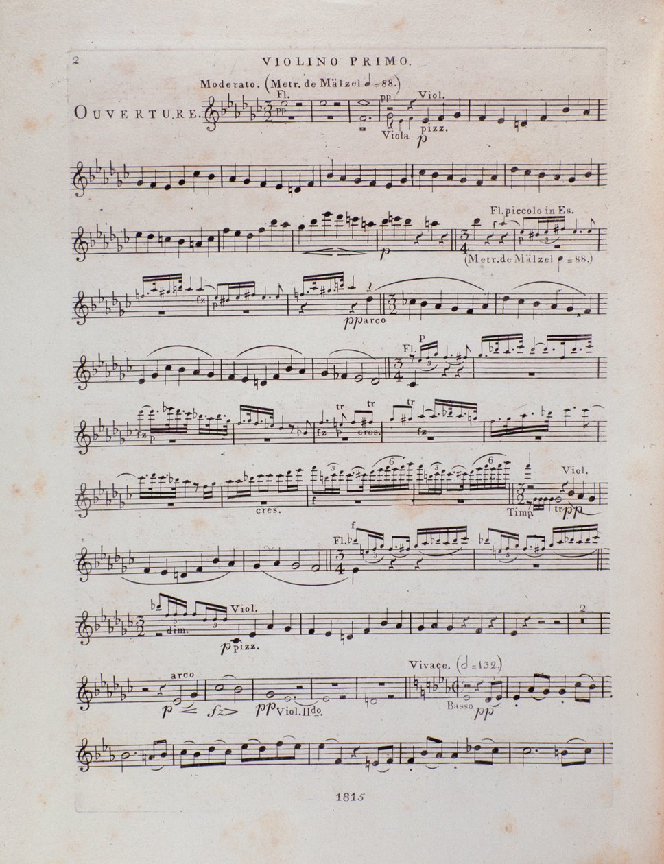 Side med partitur til den første violin i operaen Jessonda af Louis Spohr af Unbekannter Künstler