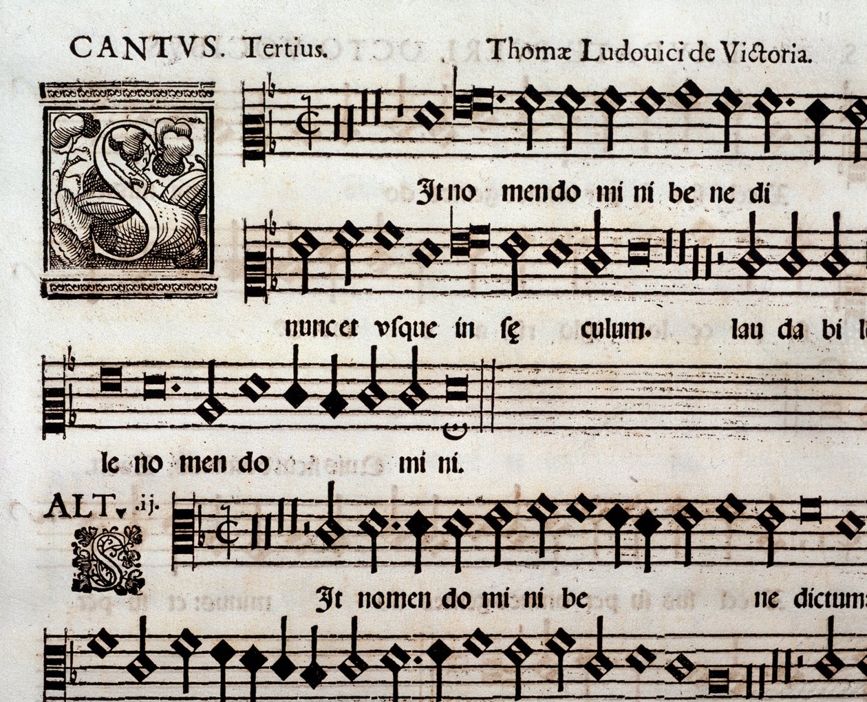 Side med musikpartitur af In the Name of the Lord af Thomas Louis de Victoria af Unbekannter Künstler