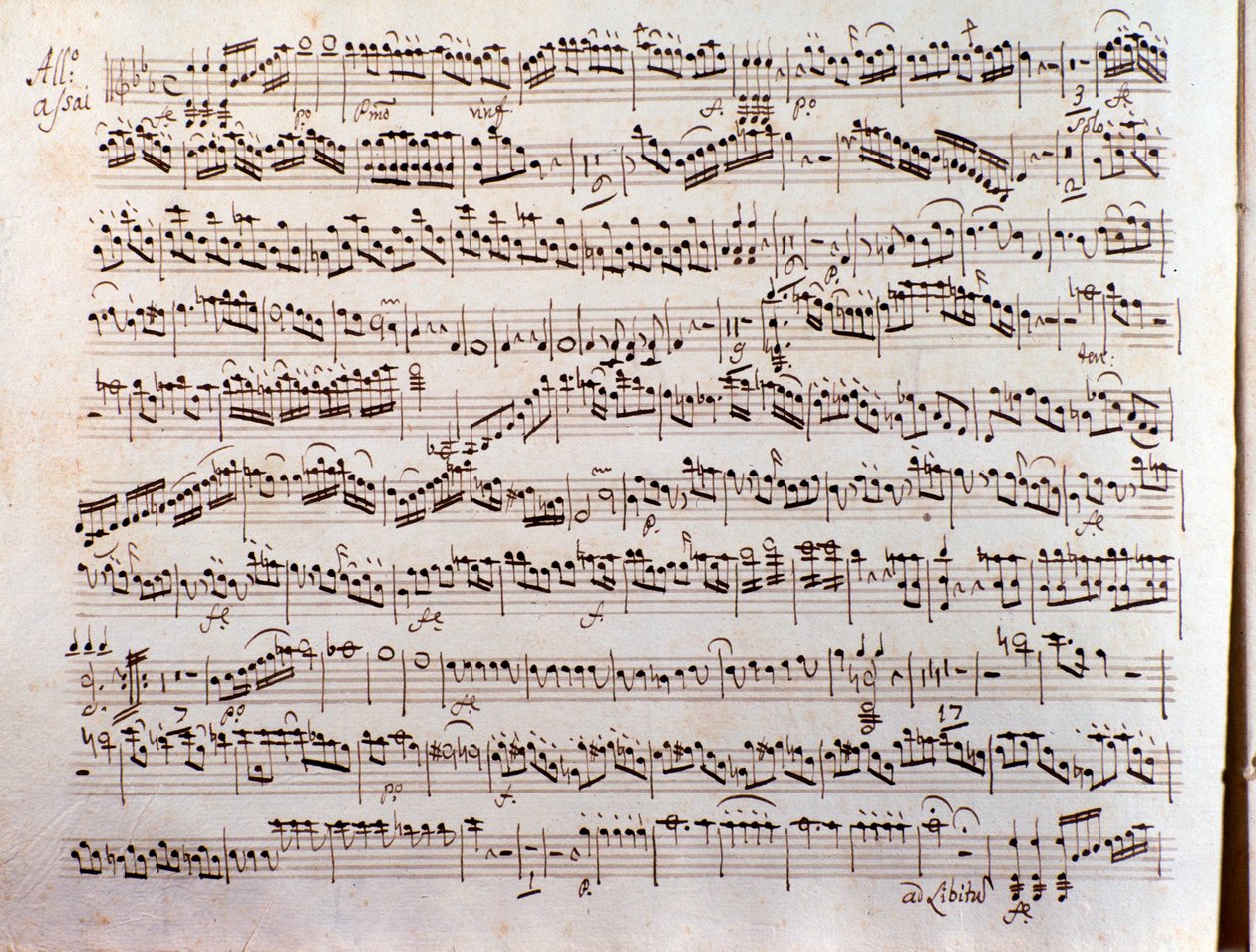 Side med partitur af en Sinfonia concertante af Pleyel af Unbekannter Künstler