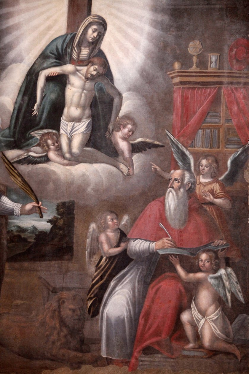 Maleri i Tricase kirke: Sankt Markus skriver evangeliet, Tricase, Italien af Unbekannt