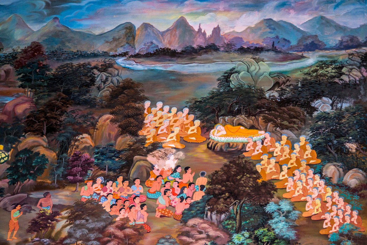 Malerier af landsbyscener med Buddha i Thailand, Wat bang riang, Thub Pat/ Malerier, Wat bang riang, Thub Pat, Phang Nga, Thailand, Asien (foto) af Unbekannter Künstler