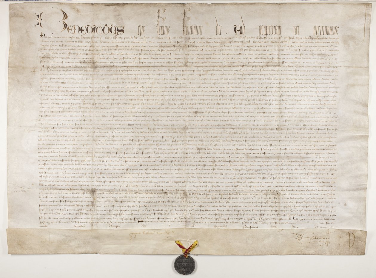Pavelig Bull bekræfter charteret af biskop Henry Wardlaw, recto af Unbekannt
