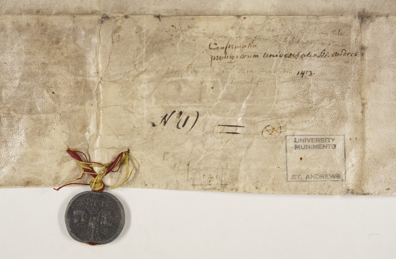 Pavelig Bull bekræfter biskop Henry Wardlaws charter, verso af Unbekannt