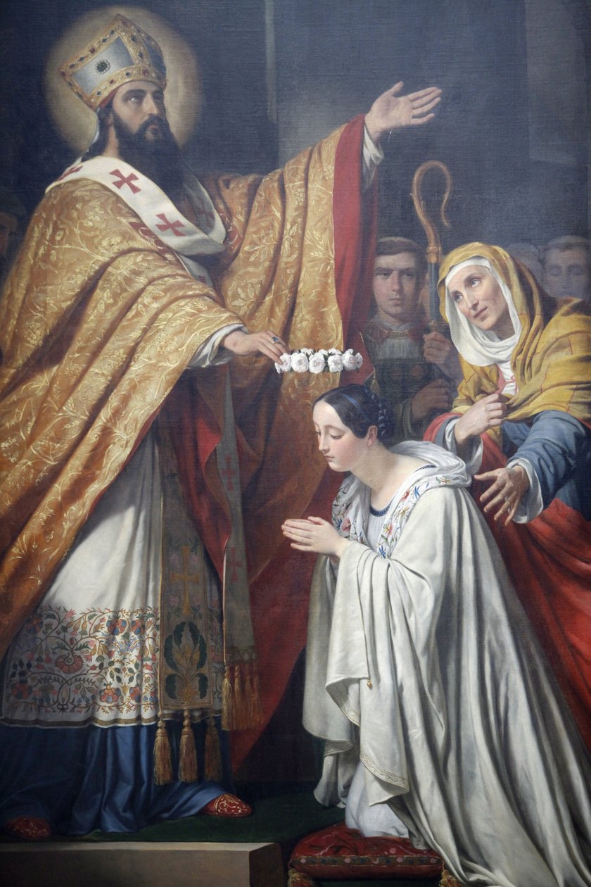 Paris, Frankrig Saint-Medard kirke Saint Medard kroner en ung dydig pige af Louis Dupre (1837), Paris, Frankrig af Unbekannt