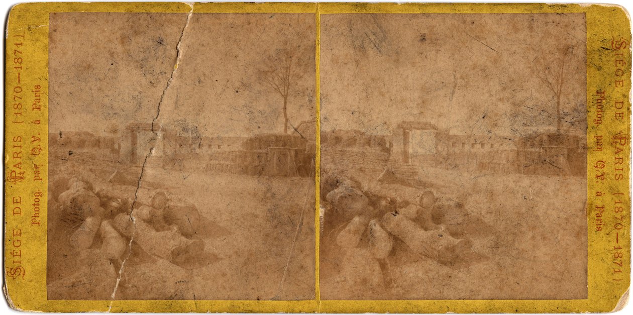 Paris Siege (1871): udsigt over byen under preussernes belejring af byen mellem 20/09/1870 og 28/01/1871. Fotografi af Q.V.. Tryk på pap Dim. 17x6,9 cm af Unbekannt