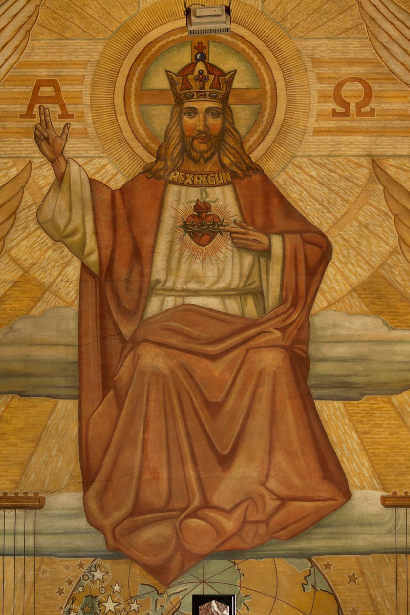 Sognekirke (Heilig-Hartkerk). Interiør. Modernisme. Koret. Mosaik. Kristus. af Unbekannt