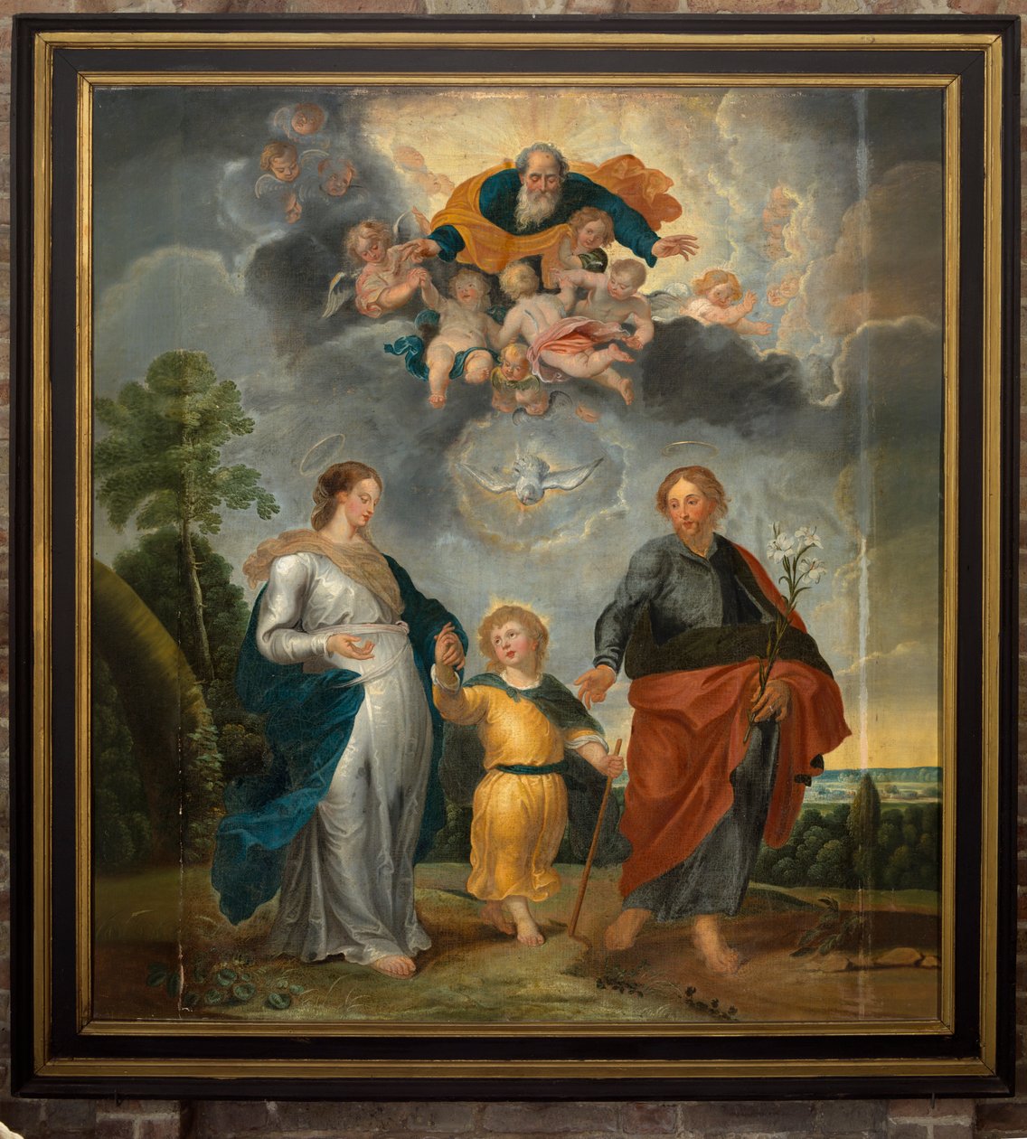 Sognekirke. Indre. Maleri. Den hellige familie (?). af Unbekannter Künstler