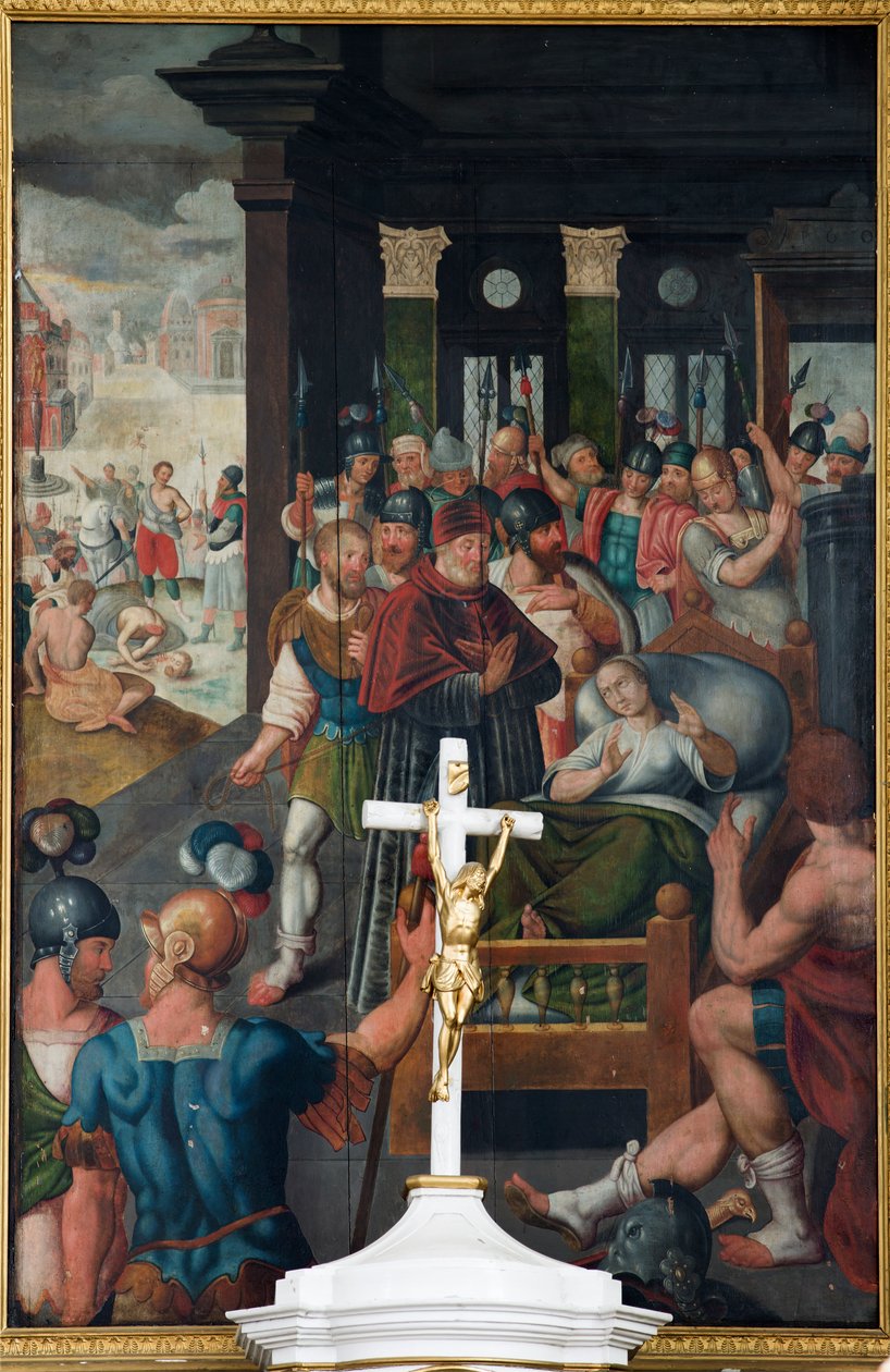 Sognekirke (Saint Michael, Cornelius og Ghislenus Sognekirke). Indre. Maleri. af Unbekannter Künstler