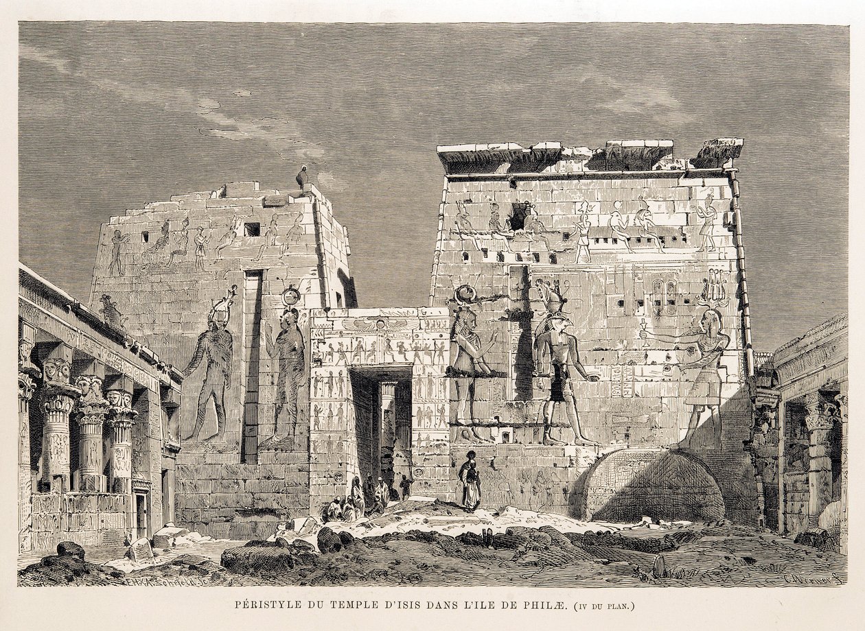 Peristyle af Isis-templet på øen Philae, Egypten Illustration fra Atlas of Egypt af Unbekannt