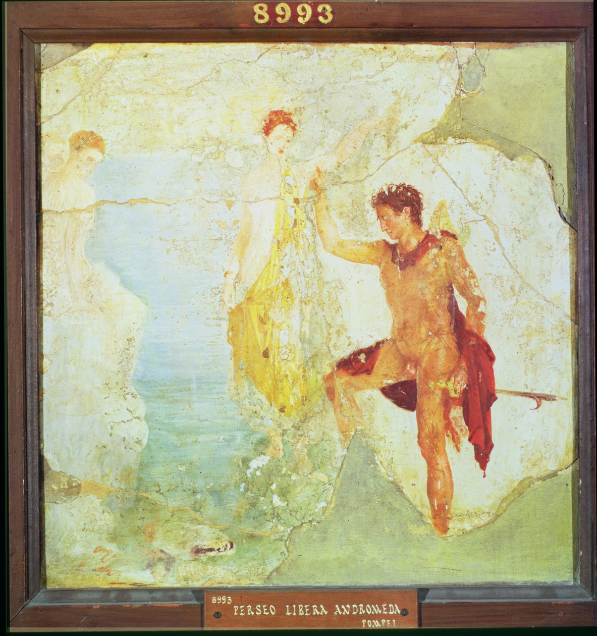 Perseus befrier Andromeda, fra de fem skeletters hus, Pompeji, 4. dekorativ stil, ca. 30 e.Kr. (fresko) af Unbekannt