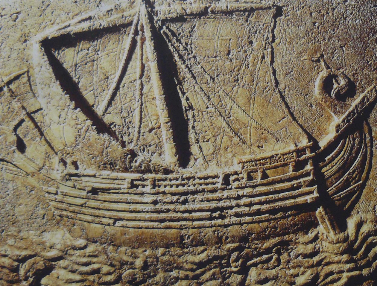 Fønicisk handelsskib, ca. 1. århundrede e.Kr. (sten) af Unbekannt