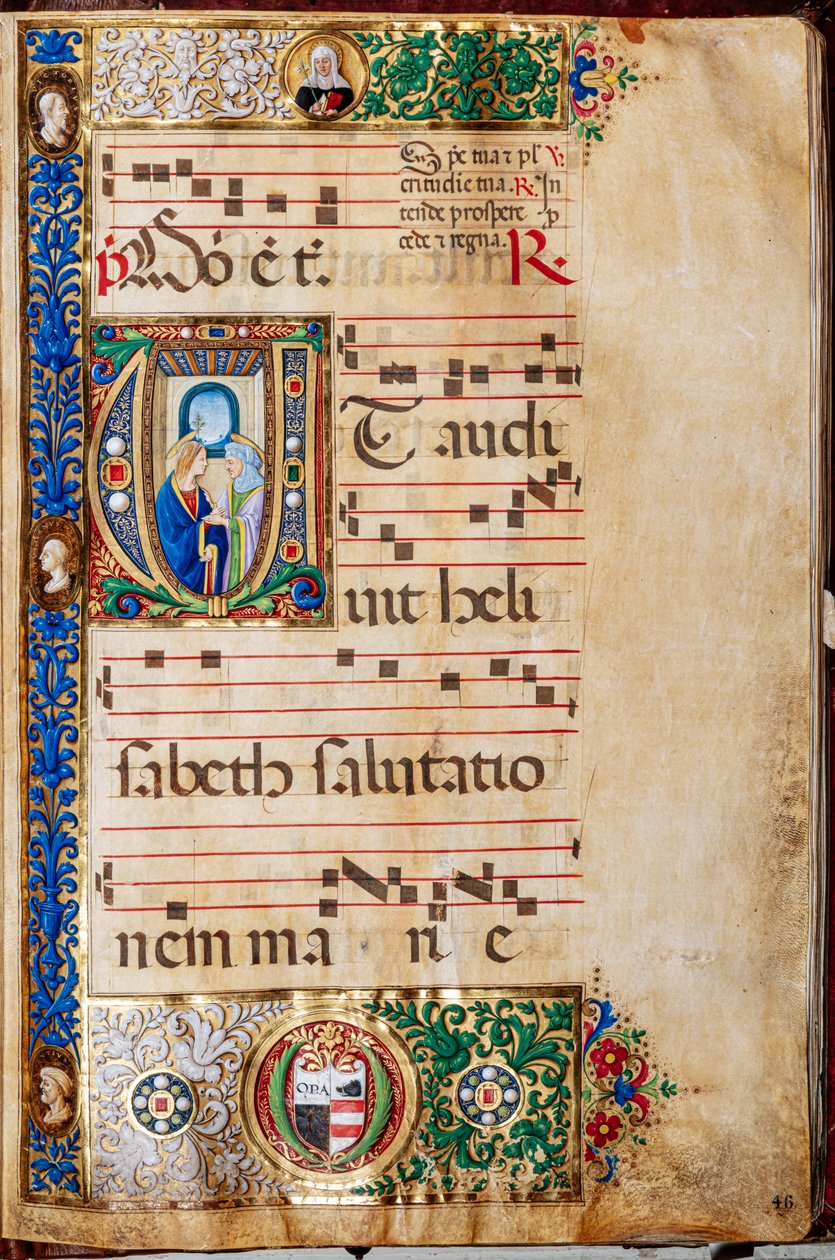 Piccolomini Bibliotek: Korbog, torsk. 14.P., ff. 46r med "St. Elizabeth, af Giovanni di Giuliano Boccardi, kendt som Boccardino den Ældre. af Unbekannter Künstler