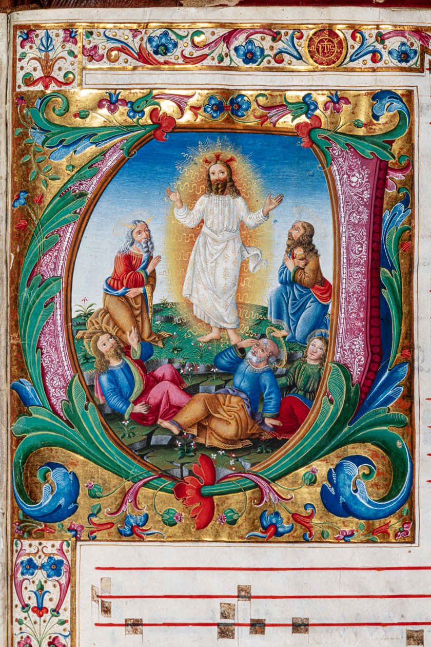 Piccolomini Bibliotek: korbog, torsk. 29.13, ff. 30r med "Transfiguration", af florentinsk illuminator. Detalje. af Unbekannter Künstler