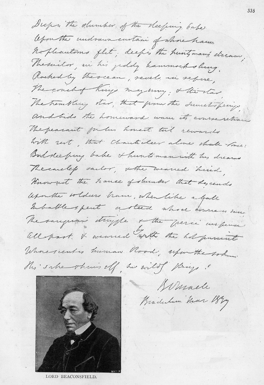 Digt skrevet af Disraeli som ung af Unbekannt