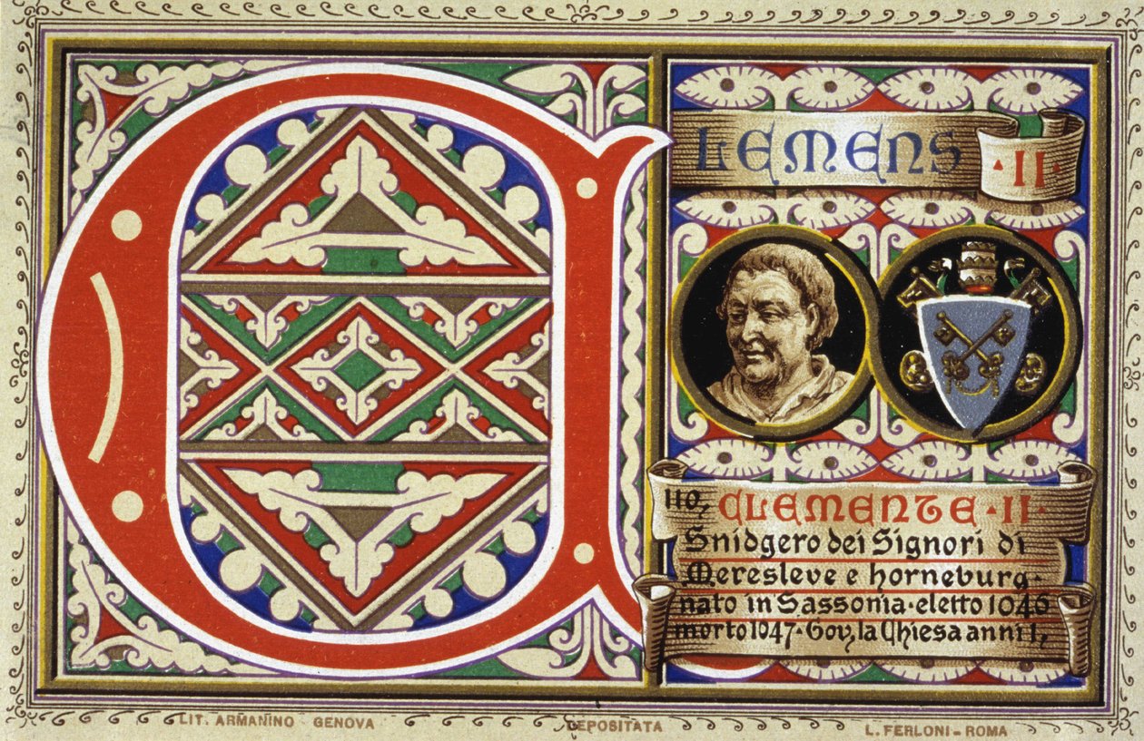 Pave Clemens II (1046-1047). Kromolitografi fra 1903. af Unbekannter Künstler