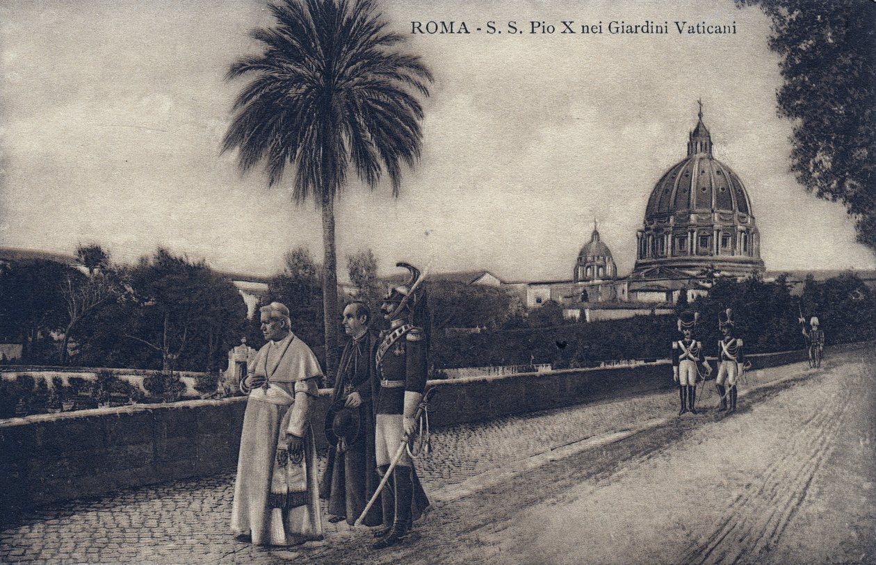 Pave Pius X (1835-1914) går gennem Roms gader - Postkort 1903-1914 af William M. Timlin