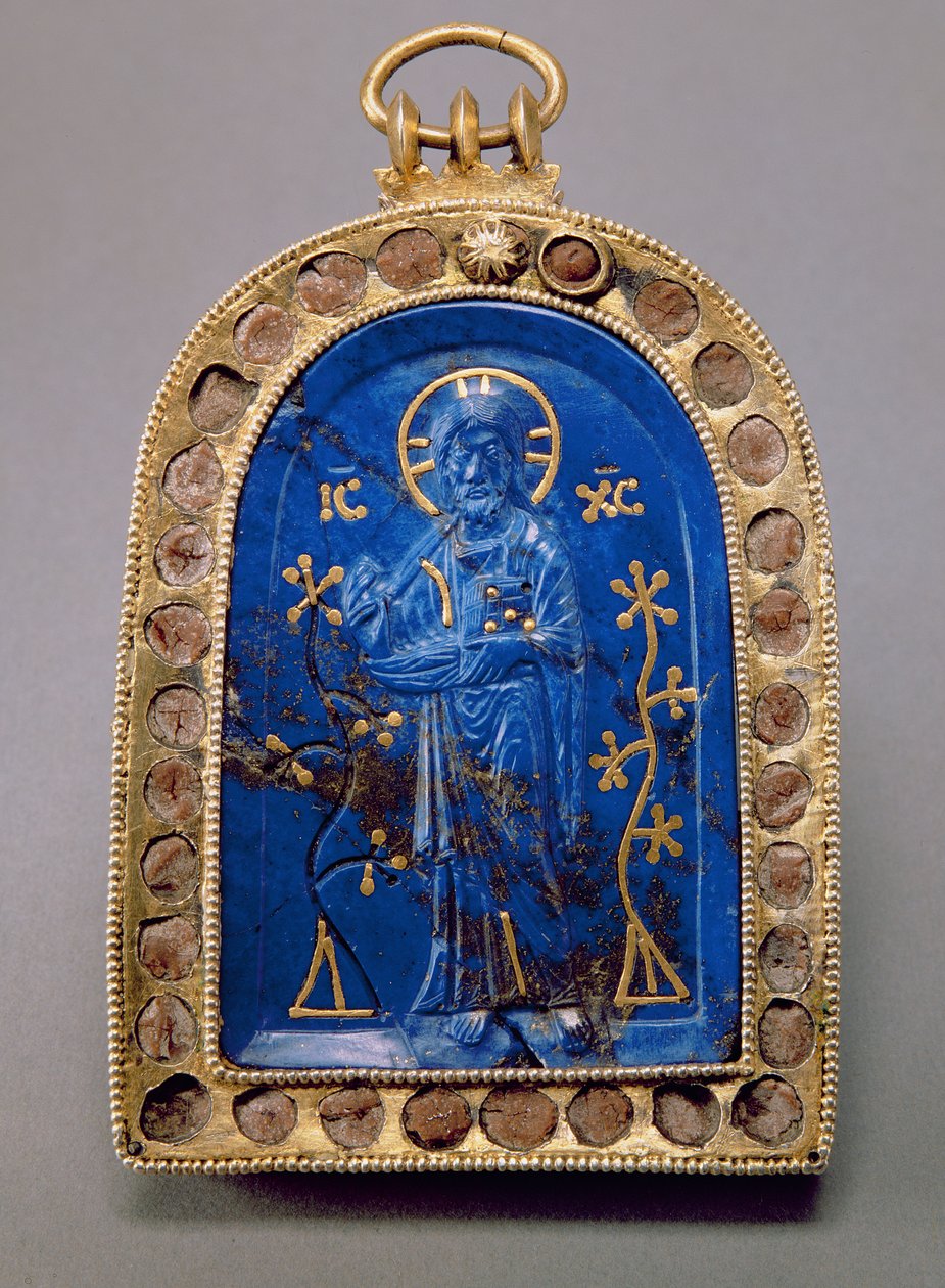 Bærbart ikon, sandsynligvis middelalderlig (lapis lazuli) af Unbekannt