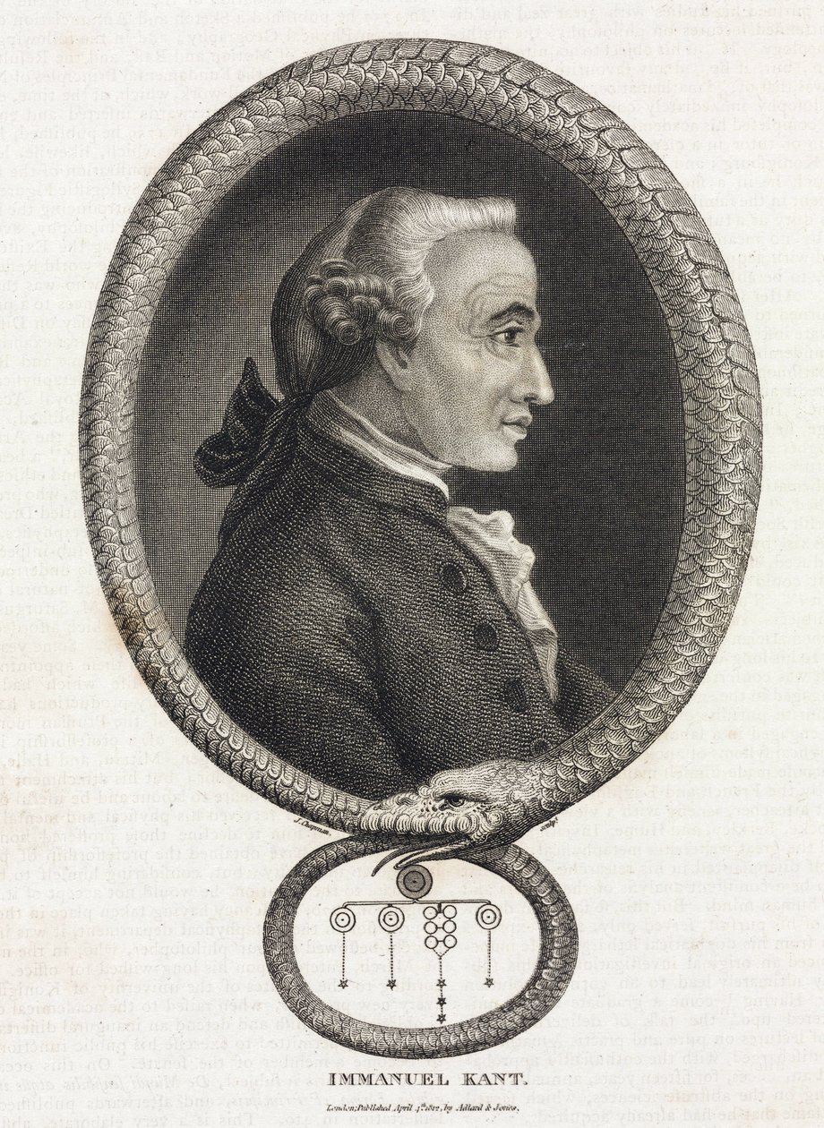 Portræt af filosoffen Immanuel Kant (1724-1804), i en ramme formet af en slange, der bider i halen af Unbekannt