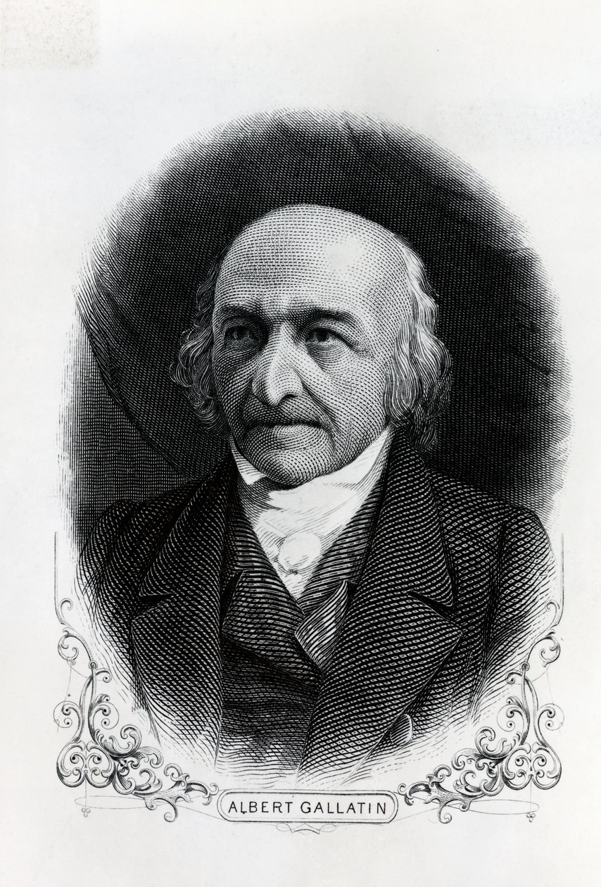 Portræt af Albert Gallatin (1761-1849) (gravering) af Unbekannt